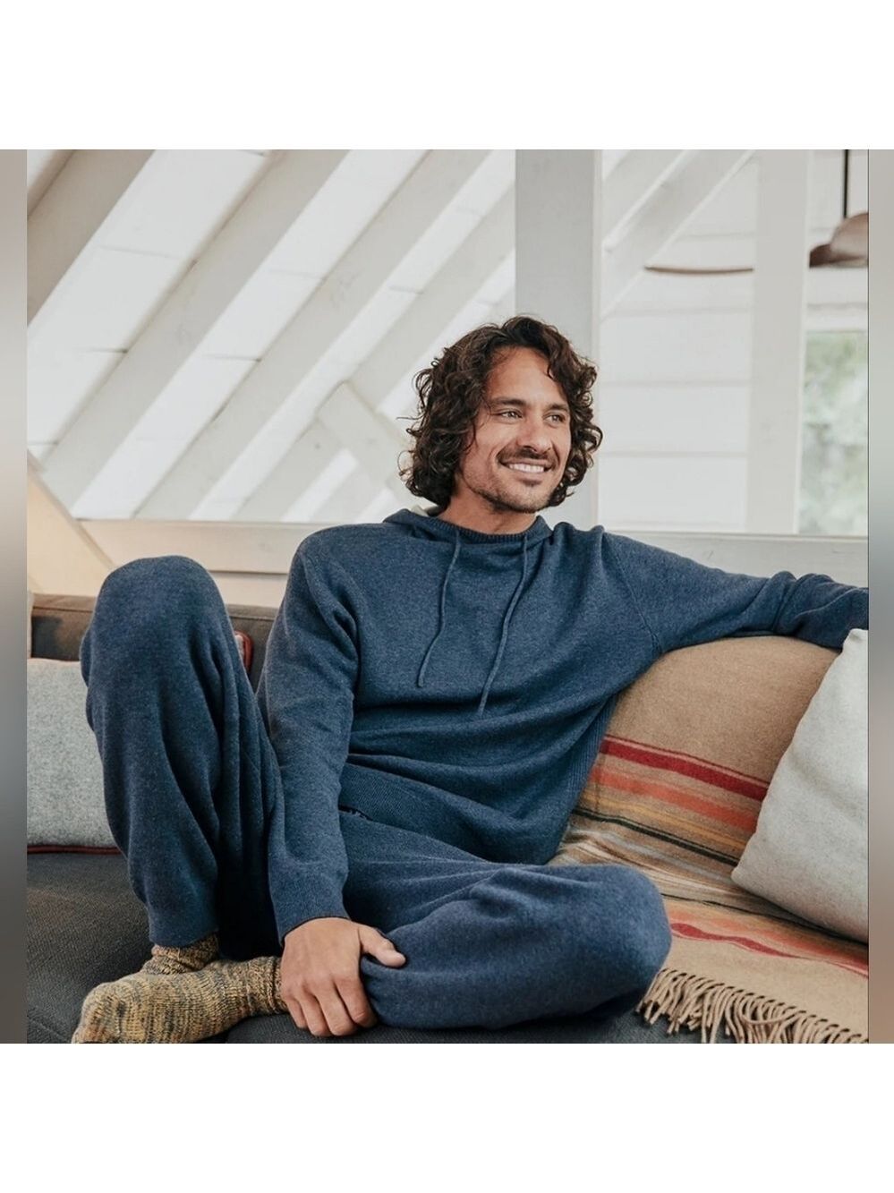 Marine layer Sweater Lounge Hoodie in Navy Heather
